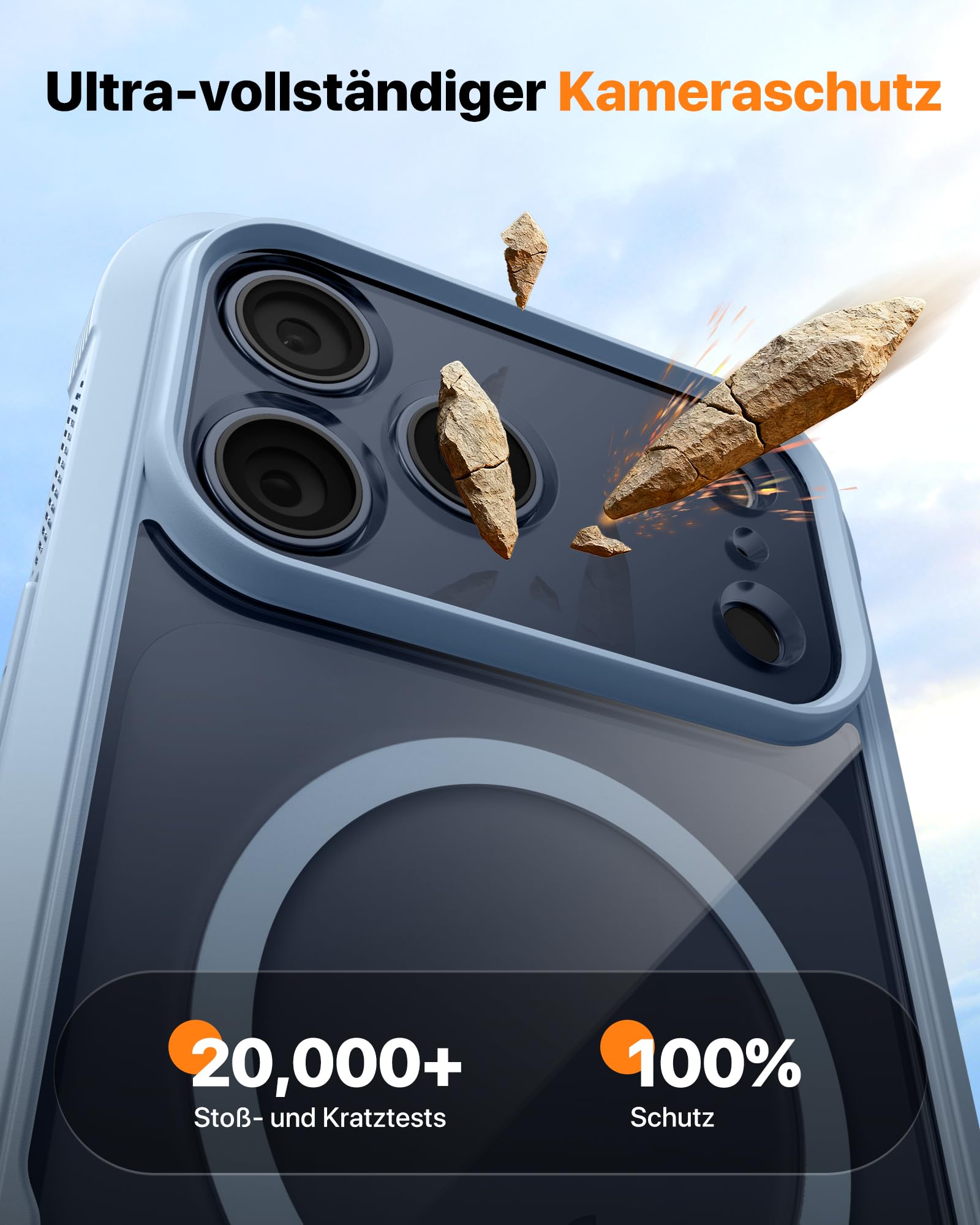 Diaclara für iPhone 17 Pro Hülle mit MagSafe, Militärschutz 360 Grad Vollschutz mit integrierter Displayschutzfolie und Kameraschutz, Handyhülle Case für iPhone 17 Pro 6,3",Nebel-Blau
