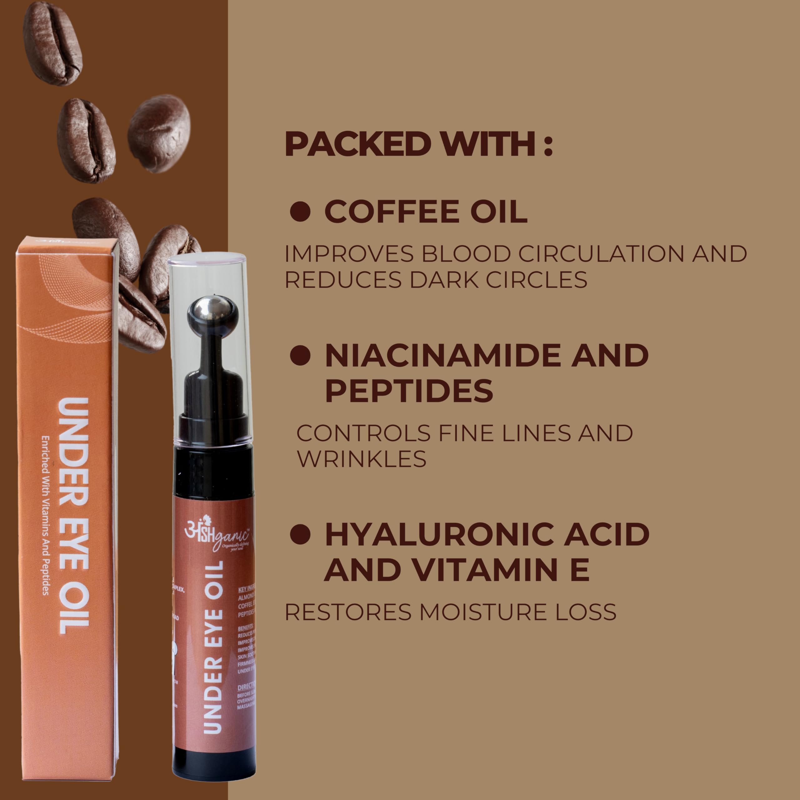 ANSHGANIC Under Eye Oil Enriched With Vitamin Enriched Reduces Under Eye Roughness | Contains Coffee Oil & Vitamin E