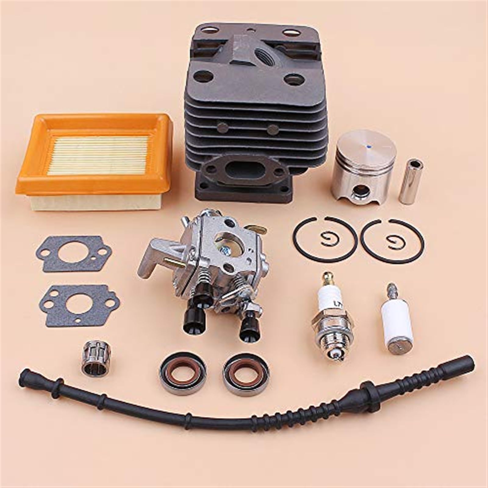 Wivplex Kit tubo flessibile del carburante filtro aria carburatore pistone cilindro da 35 mm, for STIHL, FS120 FS250 FS250R FS200 FS200R Trimmer Decespugliatore Parti Strumenti per la pulizia dell'ari