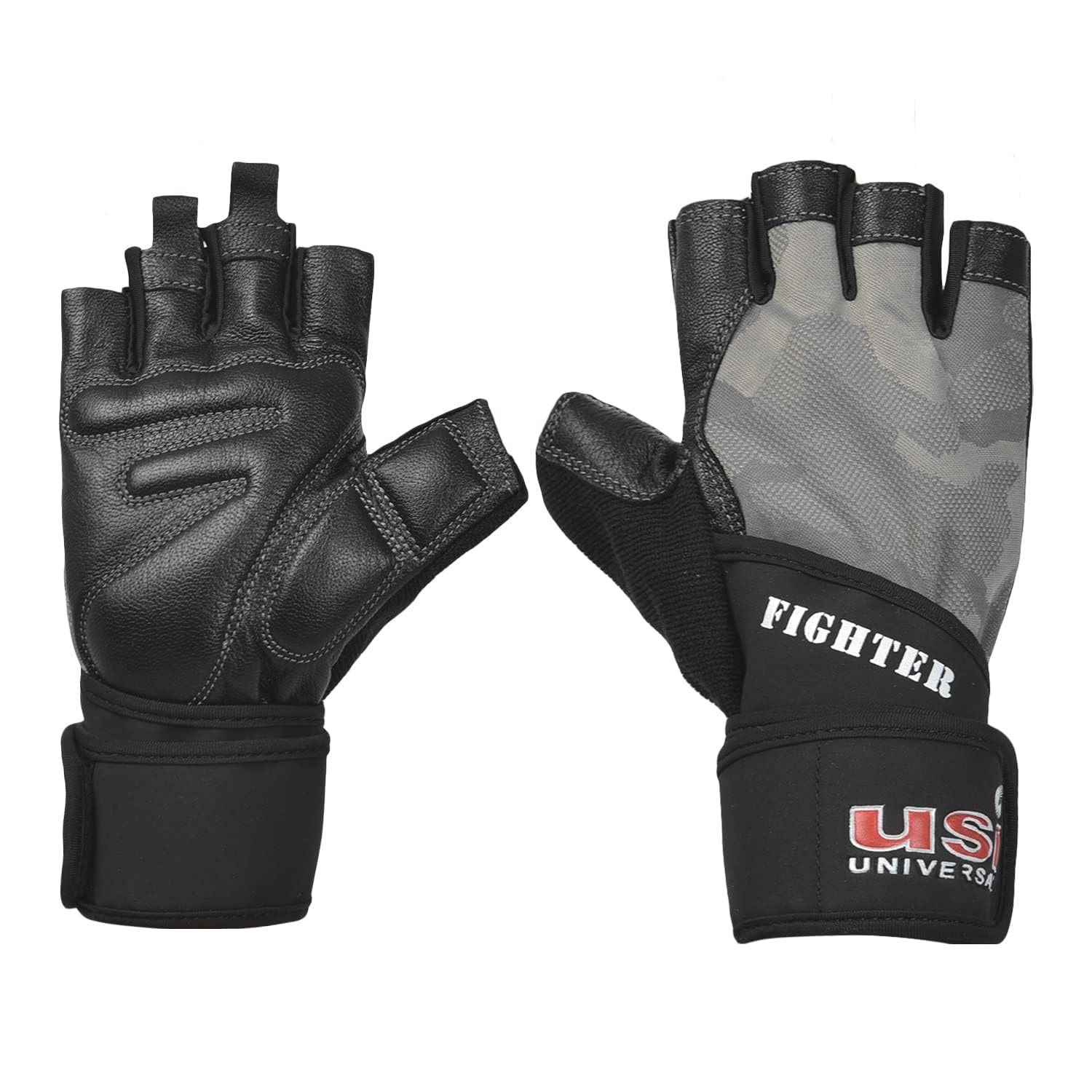 USI UNIVERSAL Gym Gloves, 733F Fighter Fitness Gym Gloves For Men & Women, Workout Powerlifting Gloves, Leather, Polyester, Elastane, Foam Construction (Small, Grey) (B0CGC1V5LR) Amazon Price History, Amazon Price Tracker