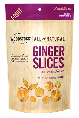 Woodstock Farms Jengibre, sin sulfuro, bolsas de 8.5 onzas (paquete de 8)