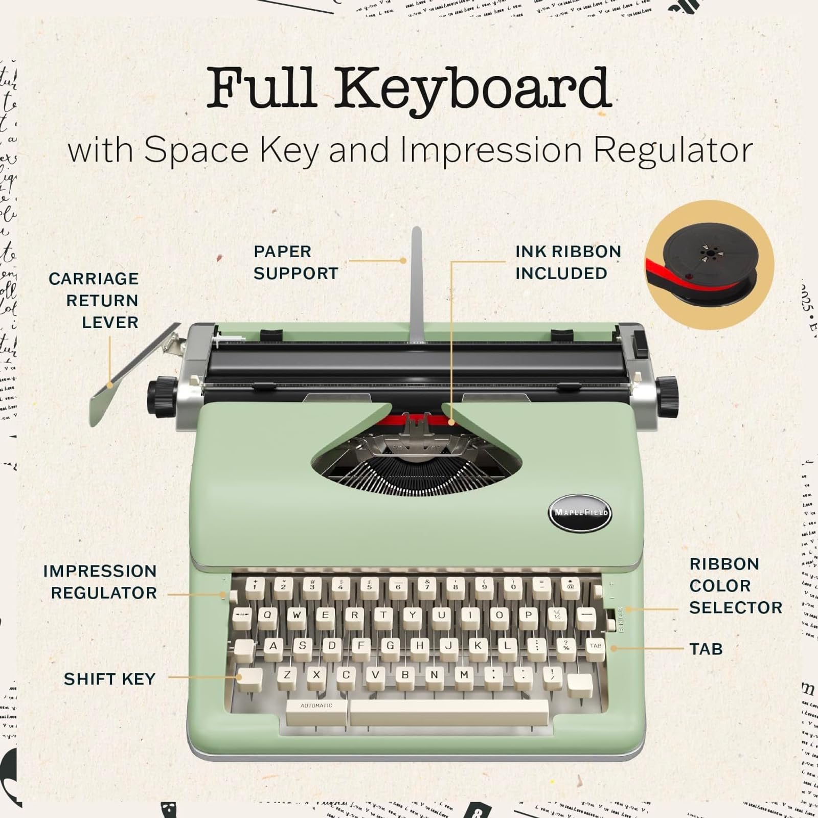 Amazon.com : Maplefield Vintage Manual Typewriter - Seafoam
