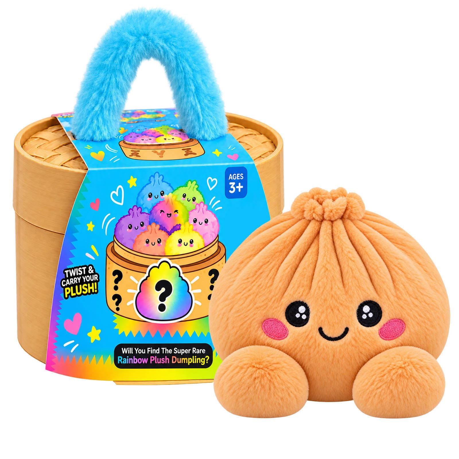 Plush Dumpling Mystery Squishy Bao Bun with Steamer Blind，Orange