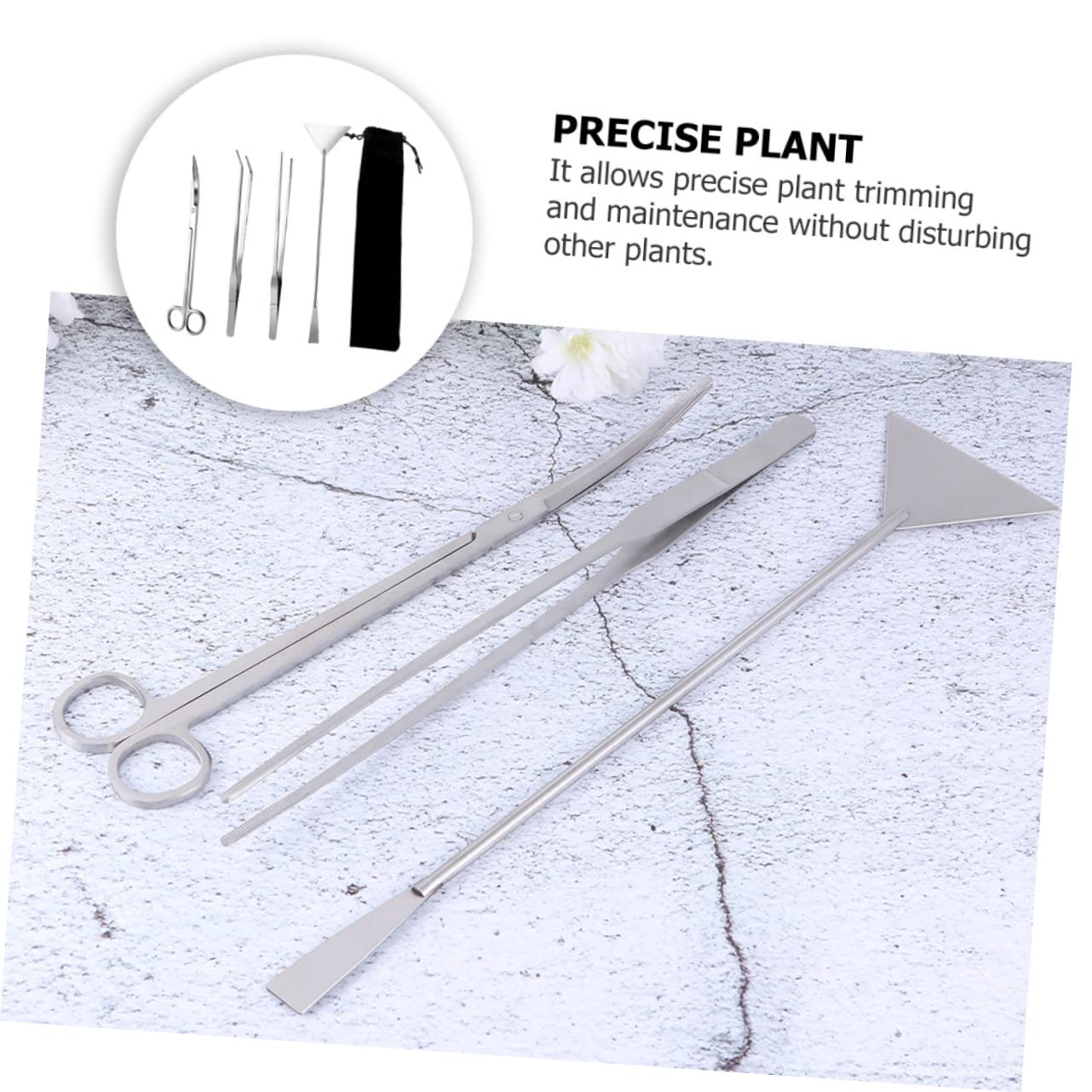 Kit de Herramientas para Limpieza y Aquascaping de Acuarios Acero Inoxidable Resistente con Pinzas Rectas y Curvas para Plantas Acuáticas Bolsa de Almacenamiento Incluida para de