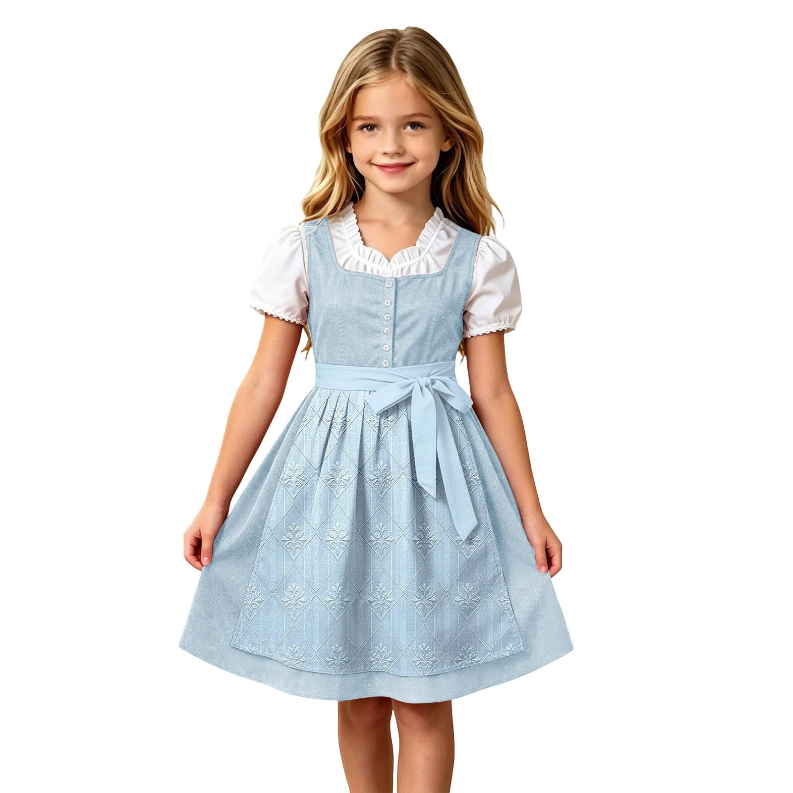 Girls Oktoberfest Costume Bavarian Beer Festival Dirndl Dress with Apron โ image 1