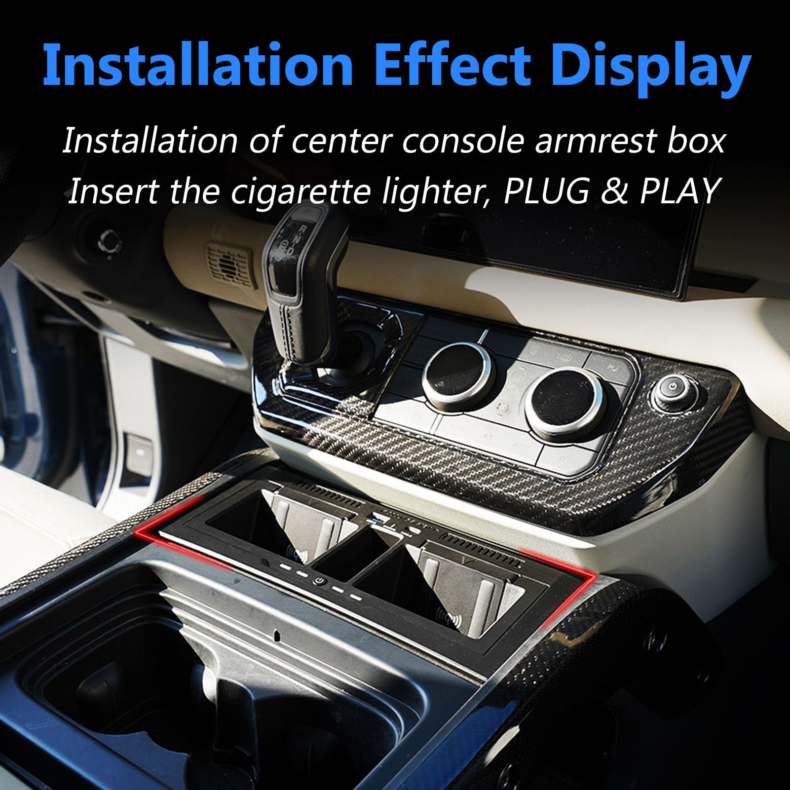 Caricabatterie Wireless Doppio per Auto per Land Rover Defender 90 / 110 / 130 (2020 2021 2022 2023 2024) con 27W USB e Type-C Pannello Console Centrale, Caricabatterie Rapido per i-Phone Sam-sung