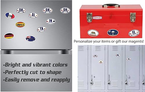 Miniatura 2 de 3 Pack 2x3 inches Fridge Magnets  Santiago Chile Flag Oval Magnet Construction Toolbox, Hardhat, Lunchbox, Helmet, Mechanic, Locker