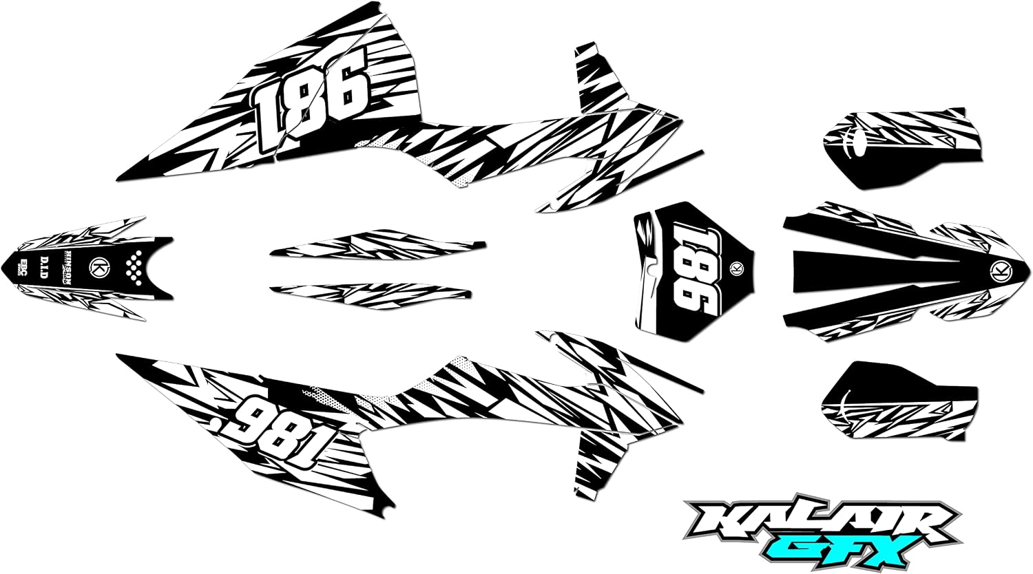 Graphics Kit for KTM Motocross 4-Stroke 250 SX-F, 350 SX-F and 450 SX-F (2019-2022) Twitch Series White 16 Mil - Dirt bike Custom Racing Graphics Decals Stickers Kit, no-plastics