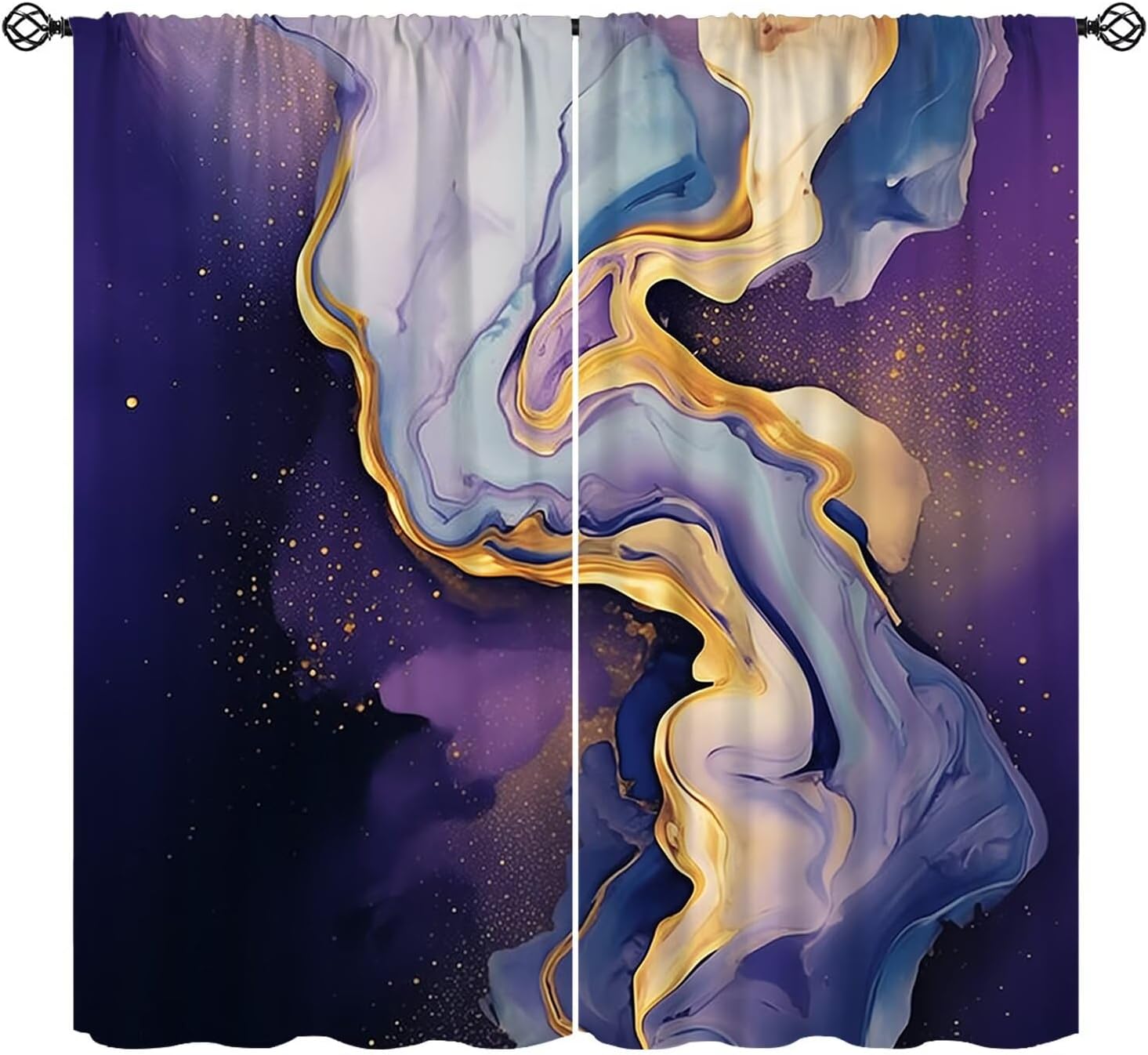 Black and White Curtain Abstract Modern Elegant Ink Window Treatments for Men Ombre Grey Minimalist Marble Ink Texture Neutral Window Drapes for Bedroom Living Room Kitchen W63xL72in