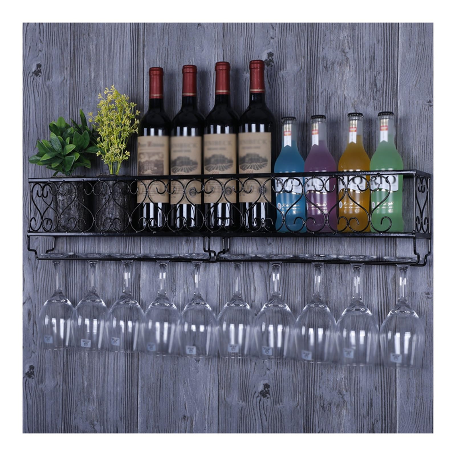 Support bouteille de vin mural haut de gamme en métal noir au design moderne