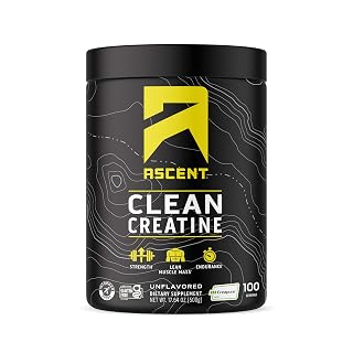 Ascent Clean Creatine Monohydrate Powder - 5G Per Serving, Creapure Creatine Supplement - Unflavored, 100 Servings - Amazon product rated Grade A
