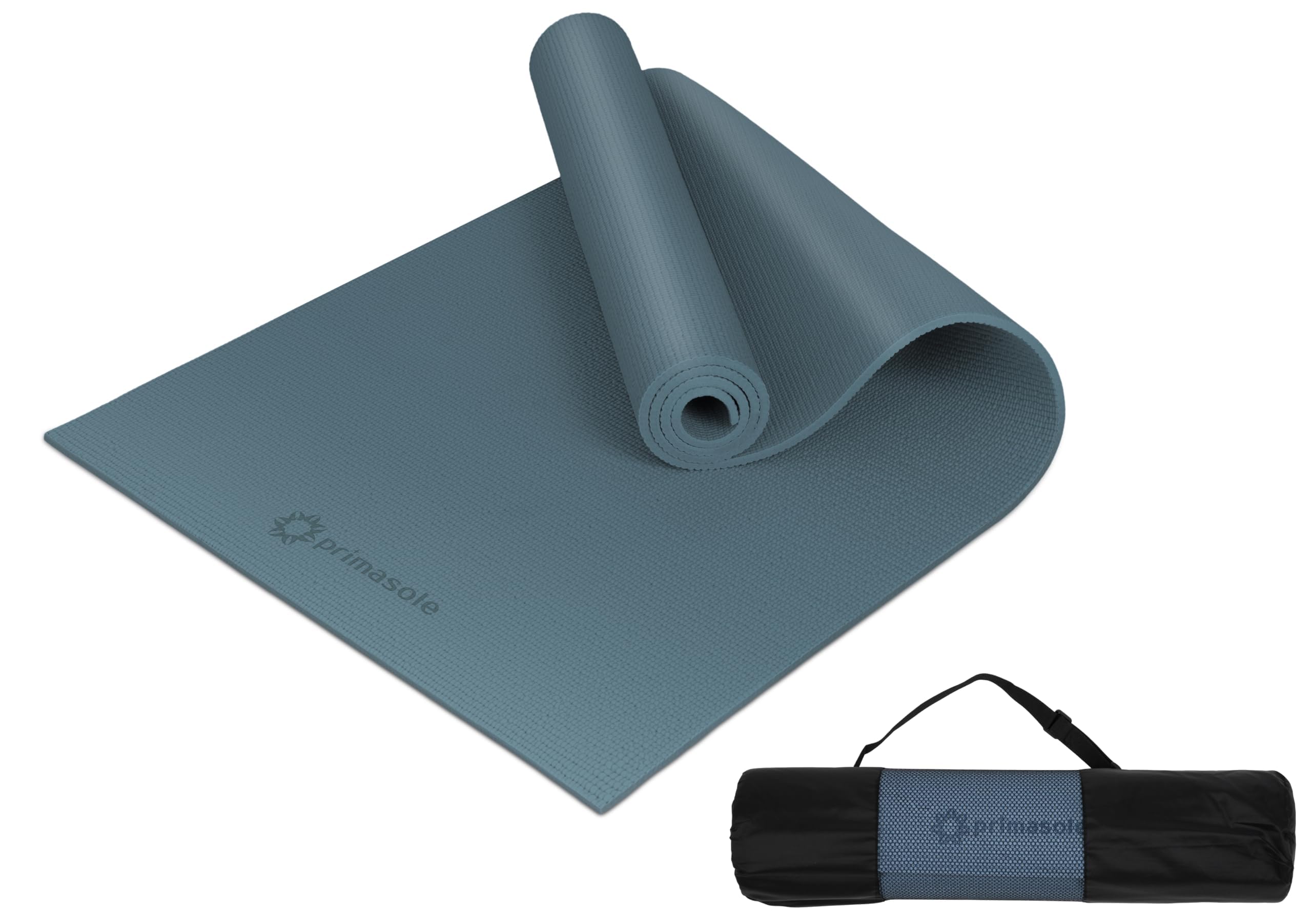 Primasole Dark Green Non Toxic Yoga Mat with Poses - 68Lx24Wx1 3 Inch Non-Slip Workout Mats for Home