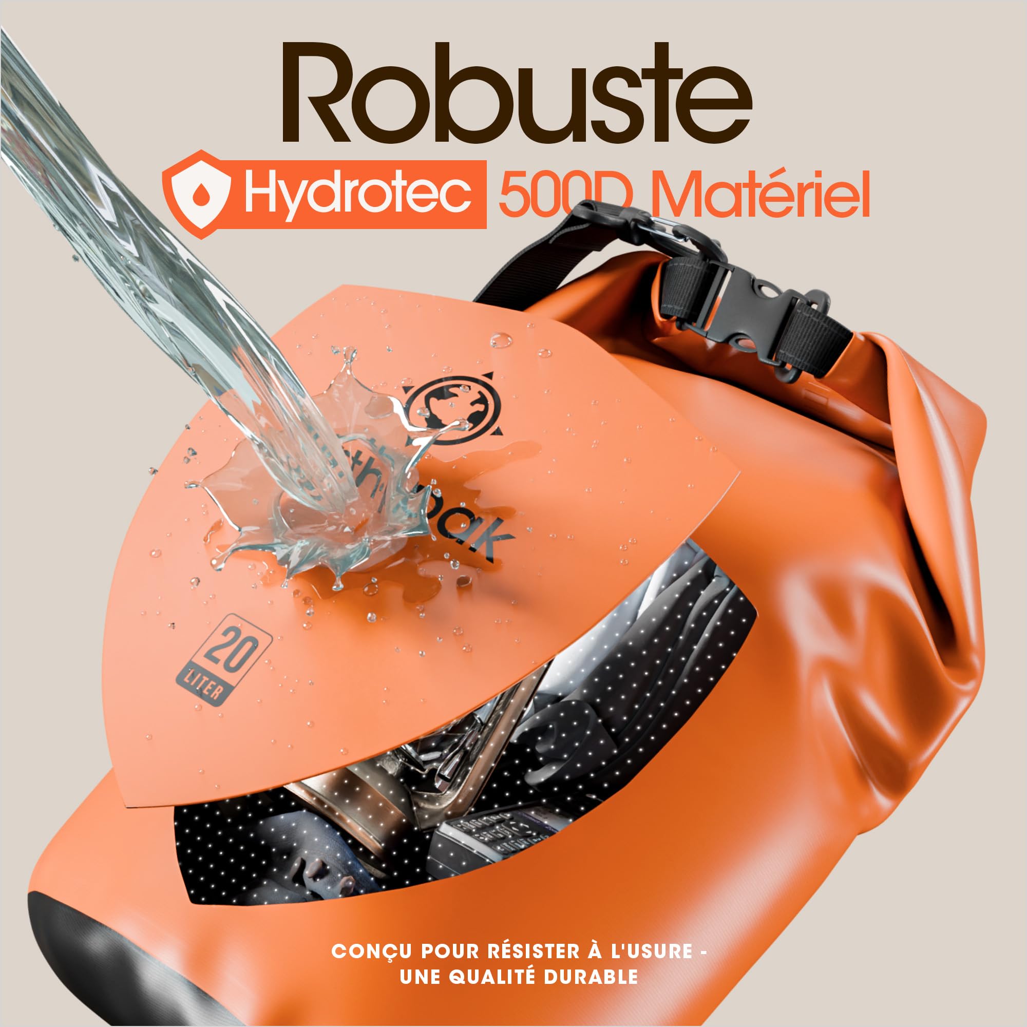 Earth Pak – Wasserdichter Packsack mit Schultergurt und wasserfester Handyhülle – Ideale Rolltop Tasche beim Kajak Fahren, Wandern, Camping, Angeln, Bootfahren und Rafting