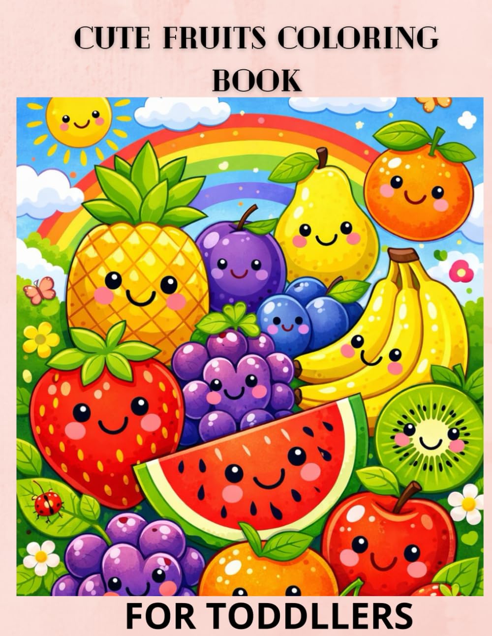 CUTE FRUITS COLORING BOOK for TODDLERS: Simple and Big Pictures for KIds Ages 2+ Learn Fruits While Coloring