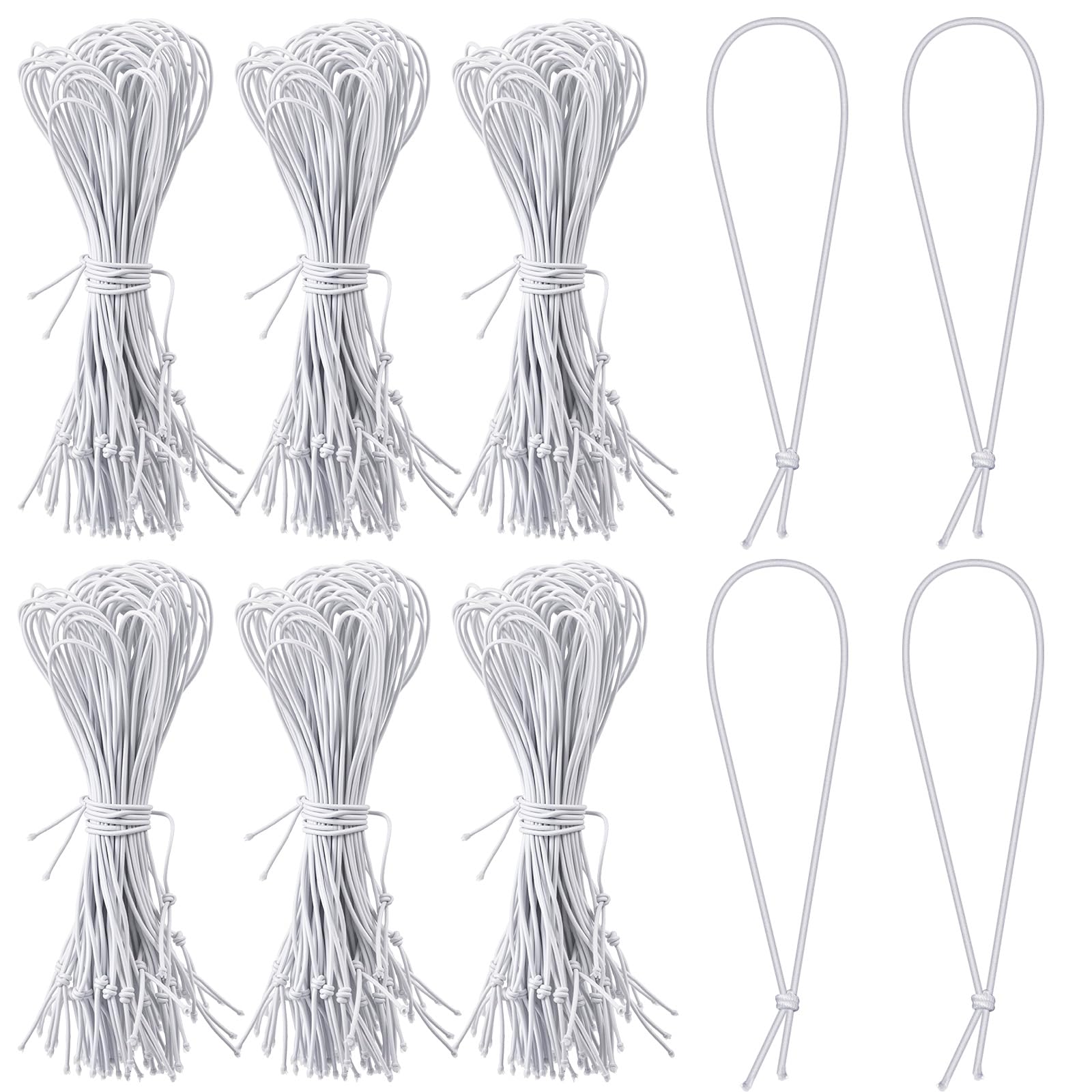 GliCraft 1000 Pcs 9 Inch Long Elastic Loop for Attaching Tags, Easy and Fast to Attach, Bundle of White Elastic String for Hang Tag, Clothes Tabs, Price Tabs, Luggage Label