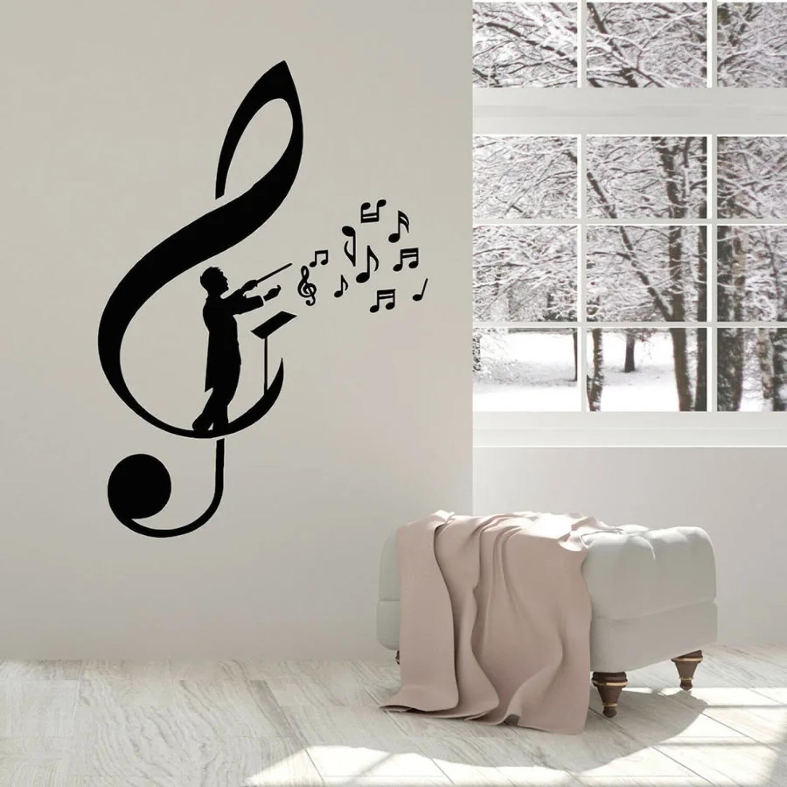 Black/Wall Decals with Treble Clef, Orchestral Notes, Concert Music Studio Decoration murals