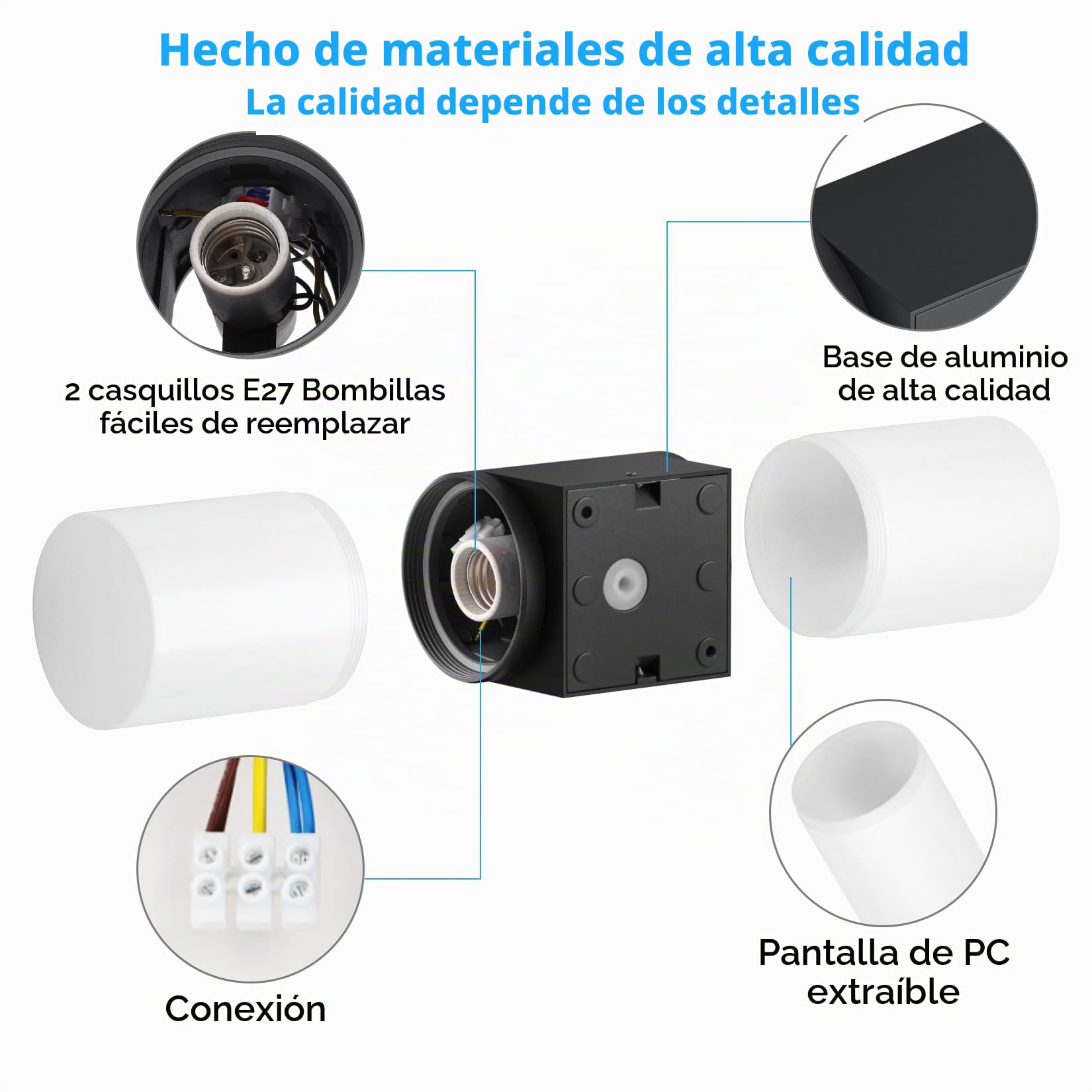 Klighten 2 piezas Aplique de Pared E27 Exterior, Arriba Abajo Lámpara de Pared, IP65 Aplique, Negro, Luz de Pared Interior Aluminio, para Entrada Terraza Jardín, 40W Max, No Incluidas Bombillas