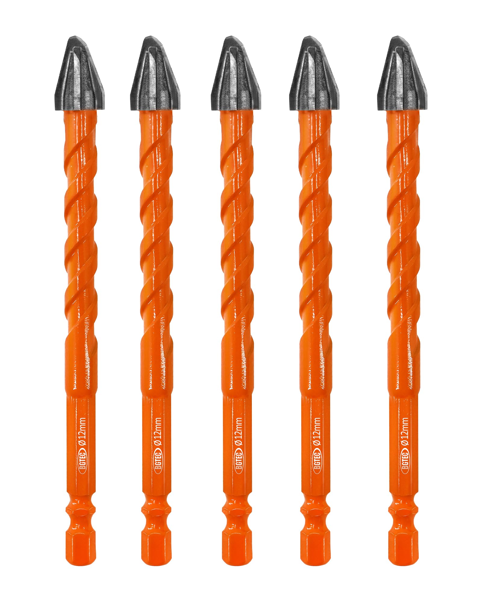 Masonry Drill Bit Set BGTEC - 5PCS 12MM Carbide Eccentric Drill Bit for Masonry/Brick/Concrete/Tile/Glass/Wood/Plastic/Marble