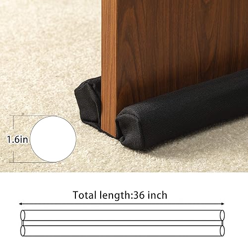 Miniatura 6 de DreamQuil Tope para puerta  1.5 pulgadas de espacio de garaje doble debajo de serpiente, bloqueador de corrientes de aire de puerta, burlete de