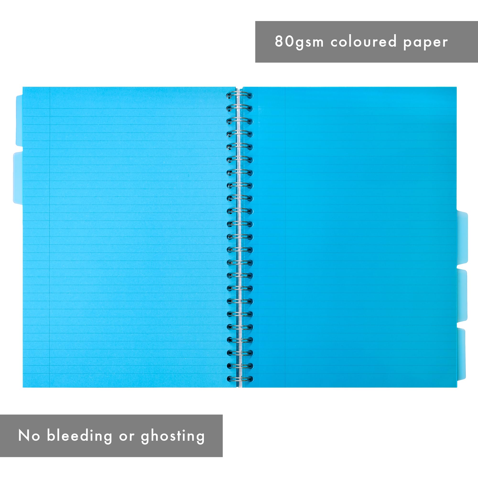Pukka Pad Irlen A4 Project Book 3-Pack, 200 Pages, 100 Sheets of 80GSM Lined & Coloured Paper & 5 Repositionable Dividers - Image 3