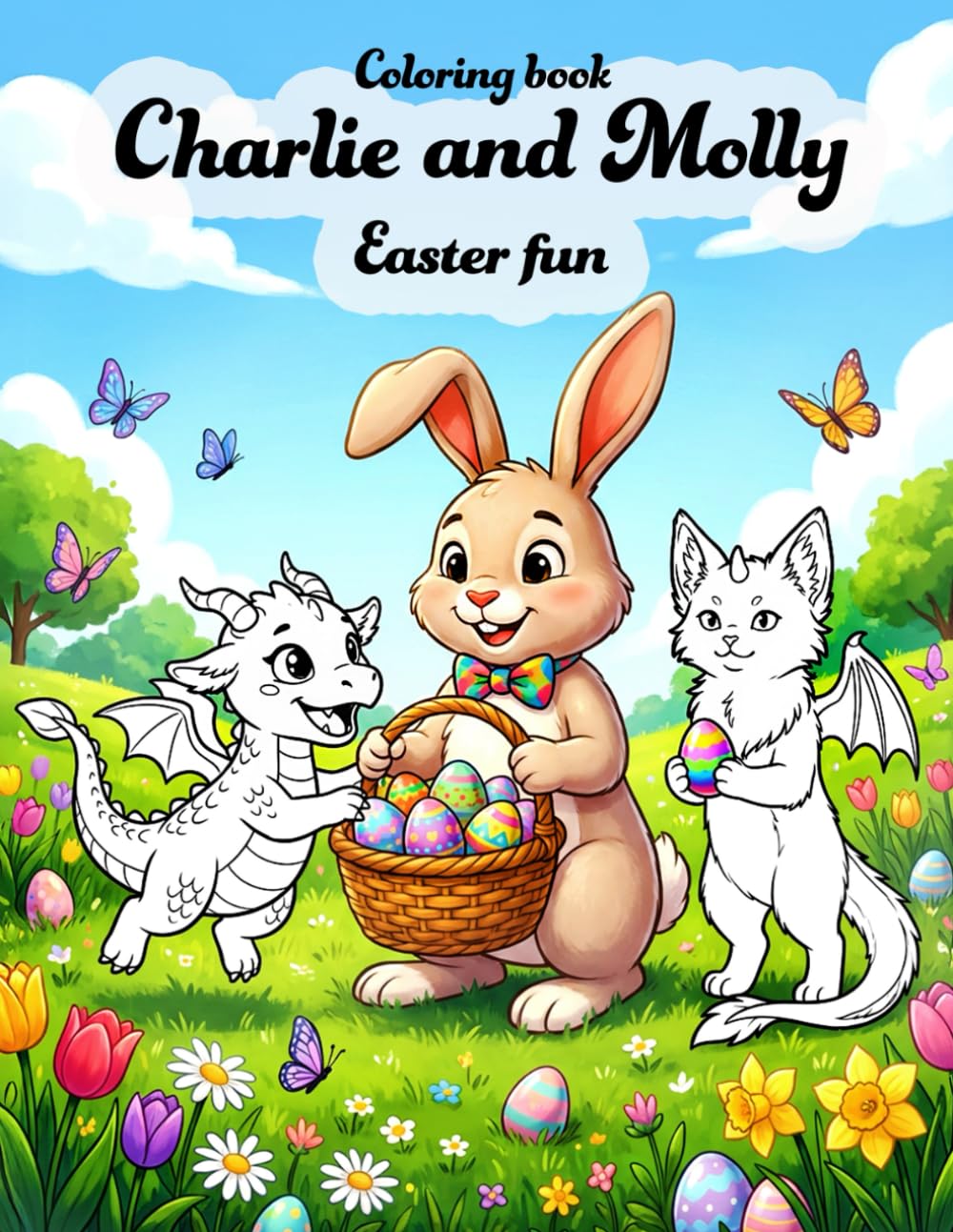 Charlie and Molly Easter fun: Cute dragon coloring book for kids 4 years and up (Charlie, Molly, Bonnie and Leo, cute baby animal-dragons coloring books)