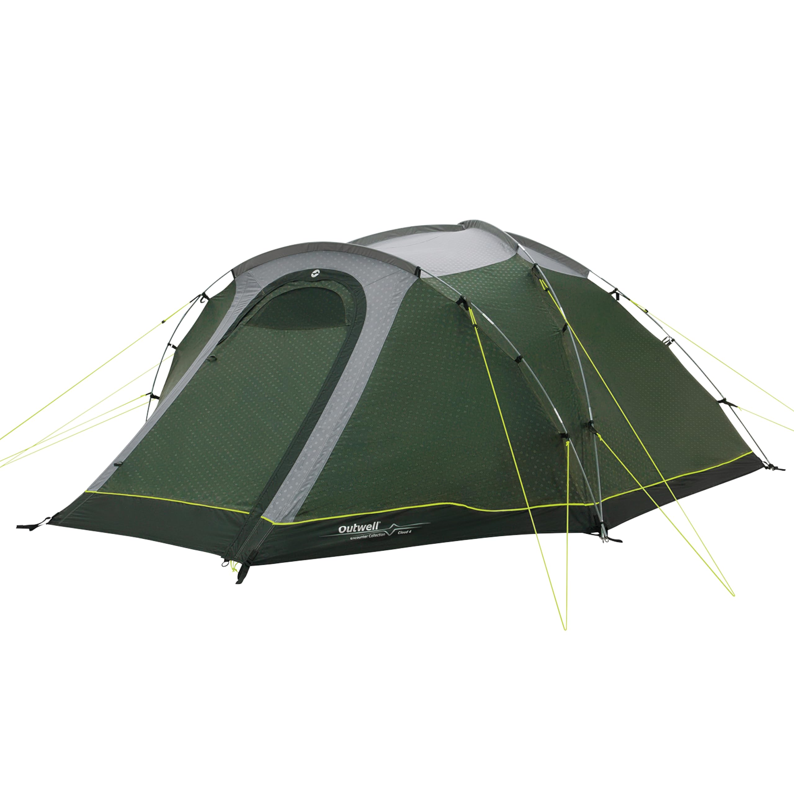 Outwell Cloud Lightweight Dome Tent with Porch Area – 3000mm HH Waterproof, Compact Pack Size, Two-Room Design - Suitable for Camping, Hiking, Mountaineering (Green, Cloud 4 (4 Person))
