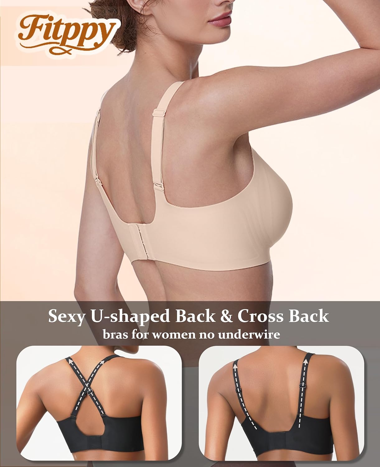 Jelly Wireless Bras for Women Push Up Seamless No Underwire Deep V Bras Comfortable Tshirt Bralettes Everyday Bras - Image 5