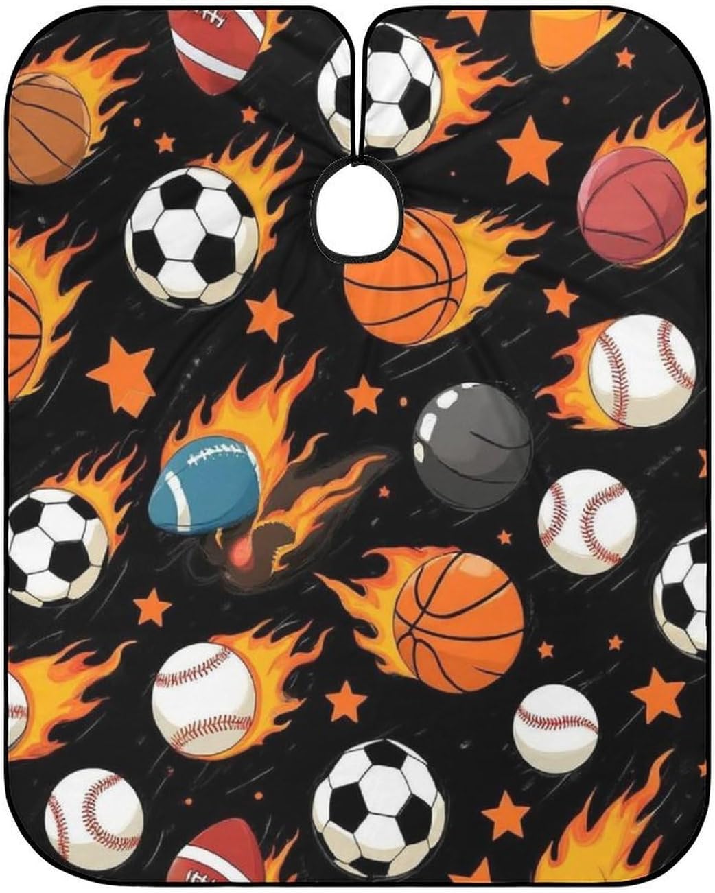 Women's Fashion Hair Cutting Cape with Adjustable Closure Barber Cape Fire Ball Soccer Basketball Baseball Football Sport