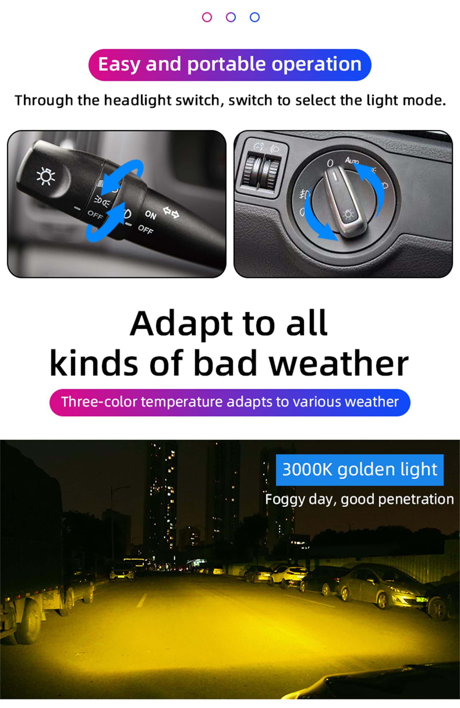 Bombillas LED Para Faros Delanteros, LED 3000K 6000K 4300K Faros Delanteros Para Automóviles 60W 16000Lm Luces LED Para Faros Delanteros Para Automóviles, Paquete De 2,H4