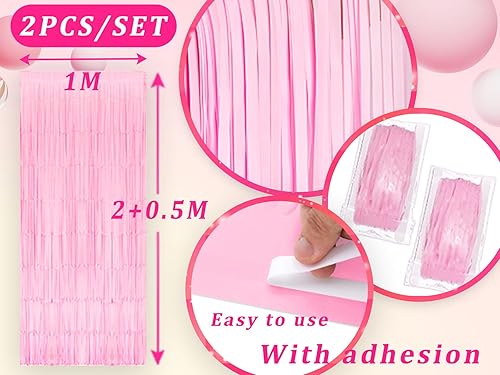 Miniatura 9 de MALANKU 2 cortinas de flecos de papel de aluminio de arcoíris pastel, decoraciones de fiesta para niños, 3.3 x 8.2 pies, telón de fondo de fotos de