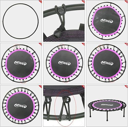 Miniatura 6 de Newan Mini trampolín silencioso de 40 a 48 pulgadas, trampolín de fitness, bungee rebote, entrenamiento cardiovascular, entrenamiento para adultos,