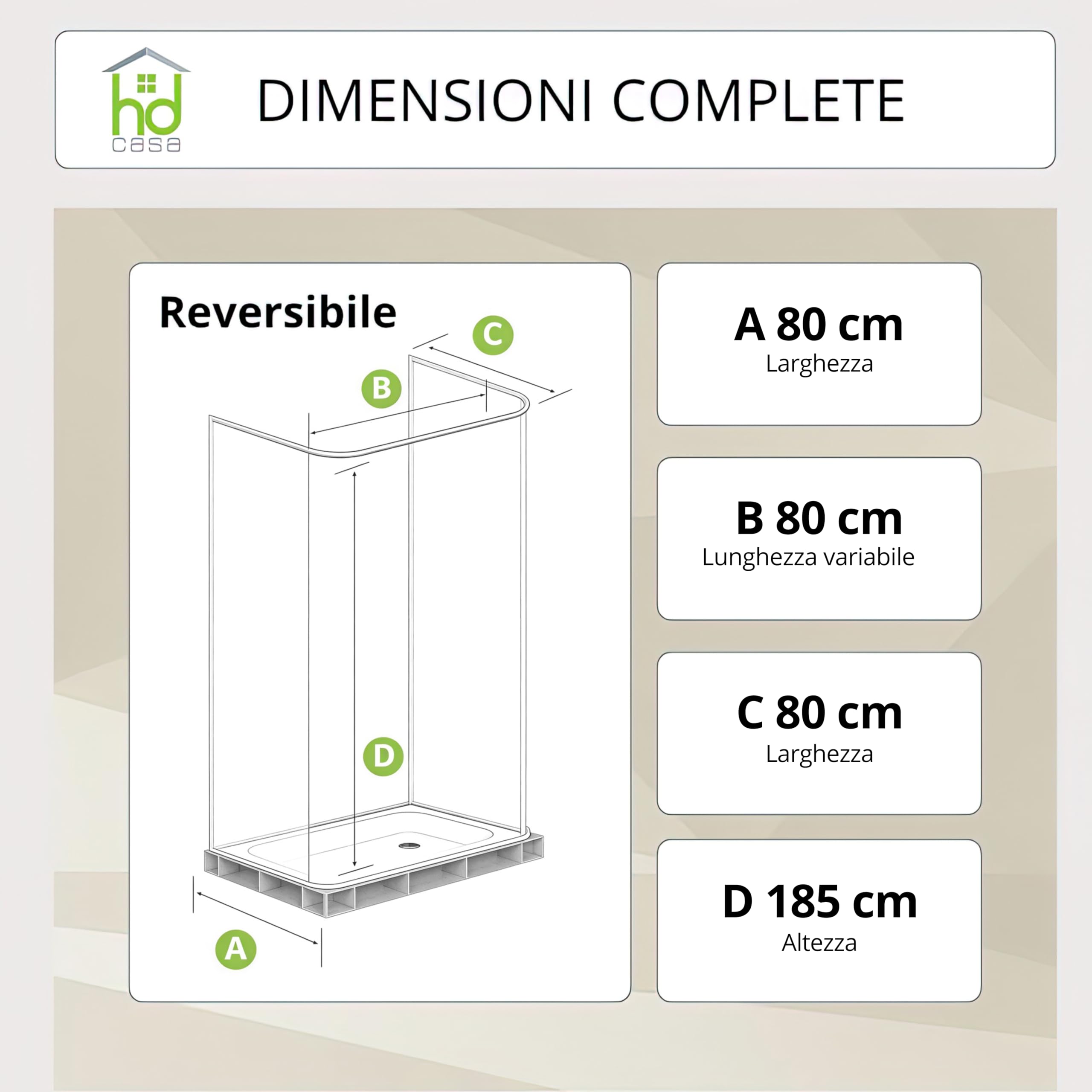 Box Doccia Trifoglio PVC 80x80x80cm Pannelli Acrilico Semitrasparente Effetto Goccia, 3 Lati con Ante Scorrevoli, Chiusura Magnetica Reversibile Installazione Facile