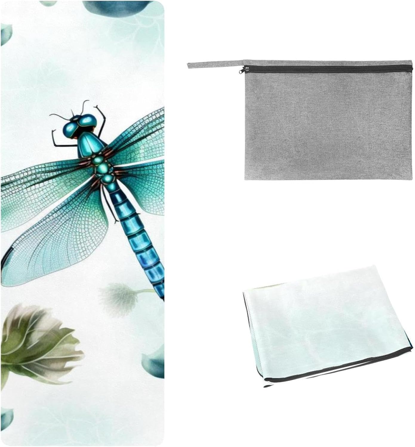 Yoga Towel, Dragonfly Pattern Non Slip Sweat Absorbent Hot Yoga Mat Towel for Hot Yoga, Pilates and Fitness - 72.8" x 26.8"