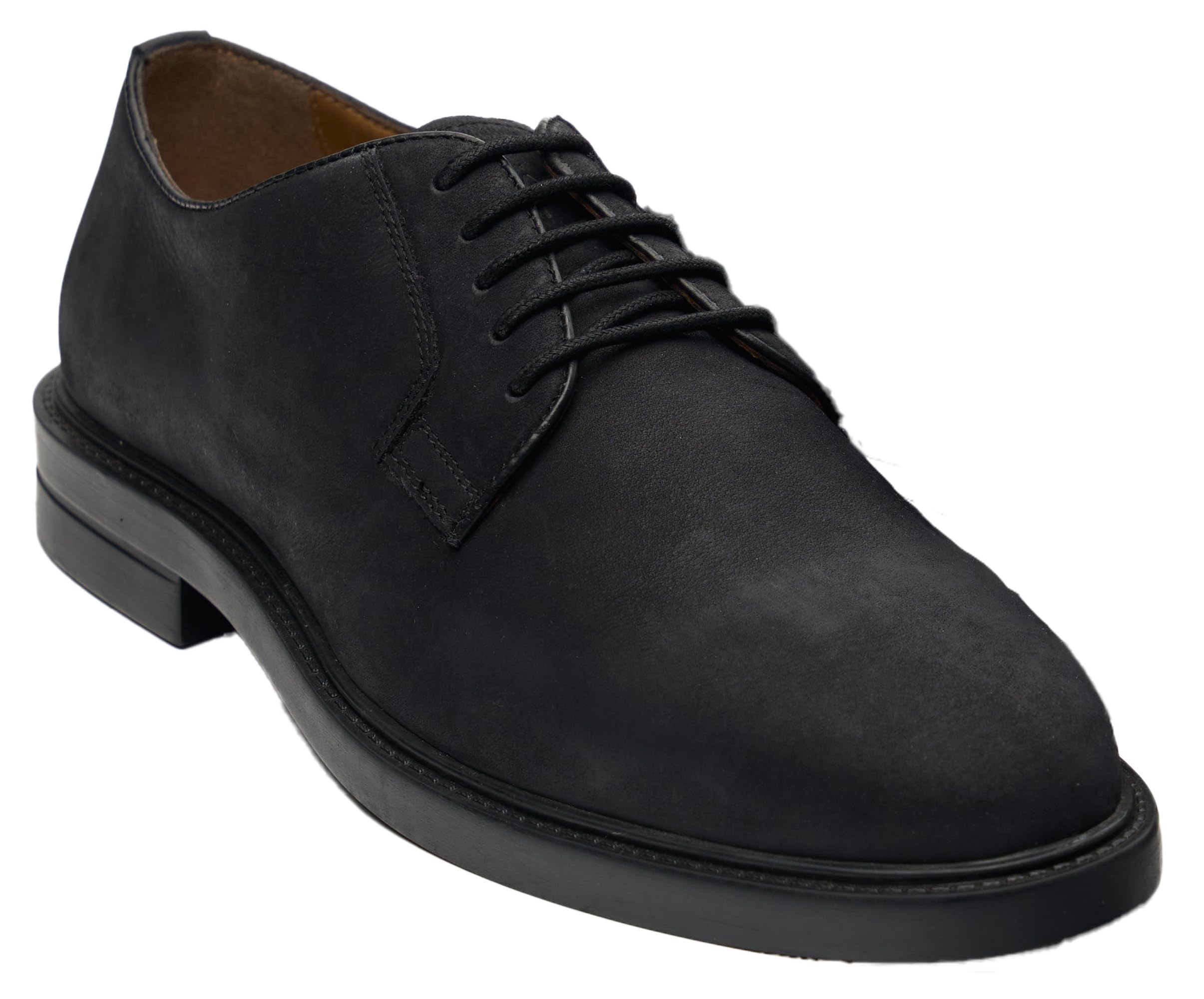 SIRRI Zapatos Derby de Ante Negro para Hombre - Zapatos de Vestir con Cordones y Punta Lisa para Bodas de Negocios
