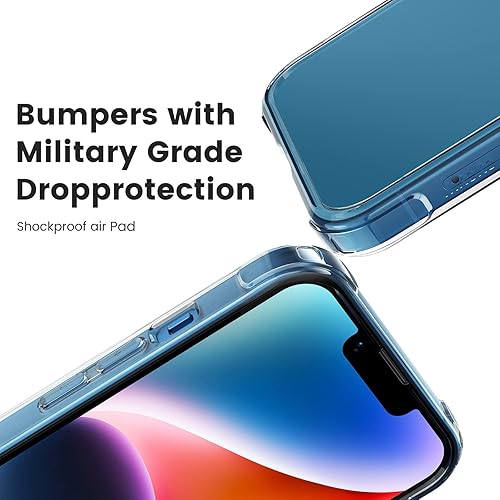 Miniatura 3 de Mkeke  Funda transparente para iPhone 14 y iPhone 13, con protección a prueba de golpes. Funda protectora clara y resistente para iPhone 1314
