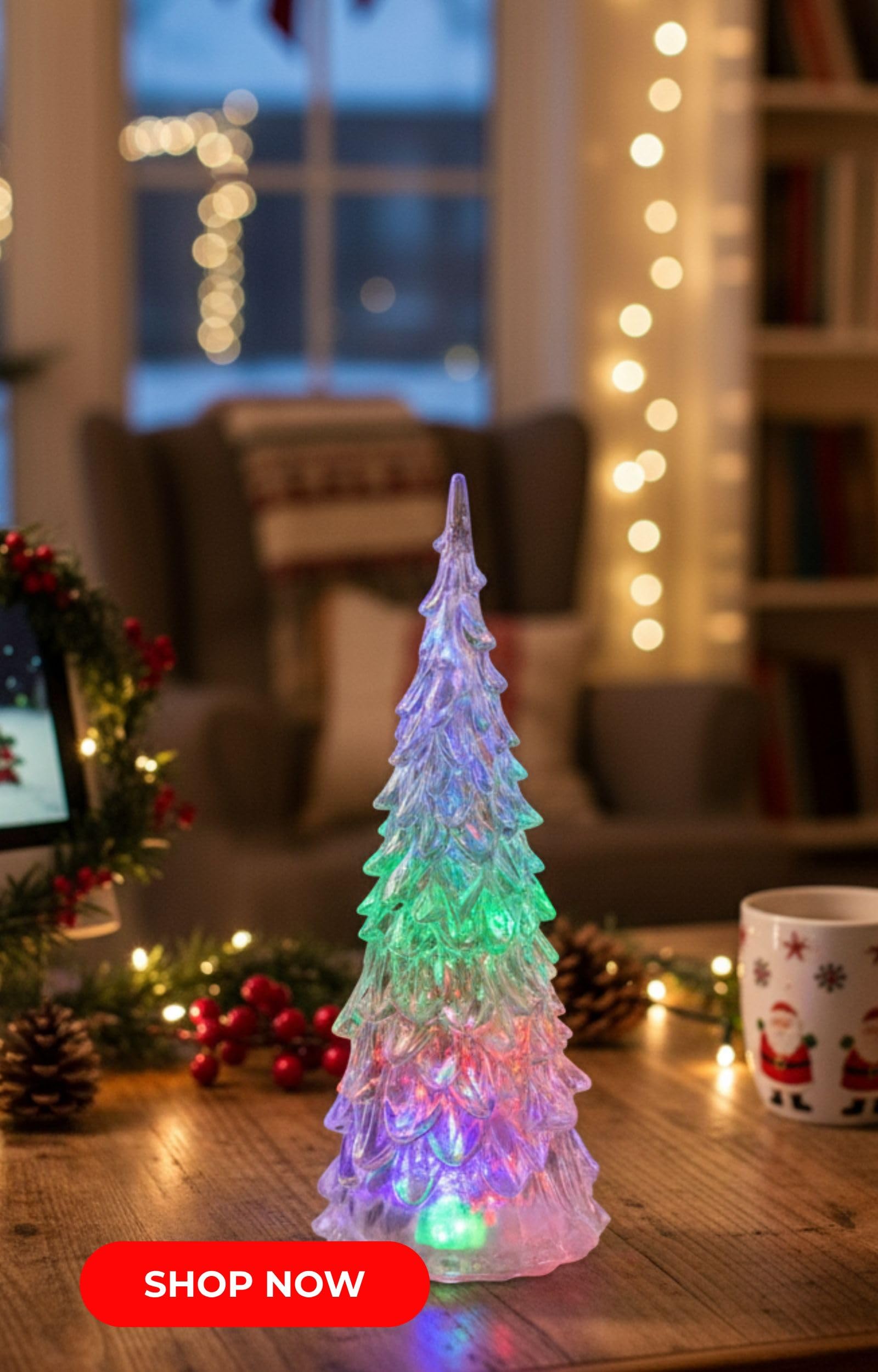 Mini Xmas Tree with LED Lights - Perfect Gift -3