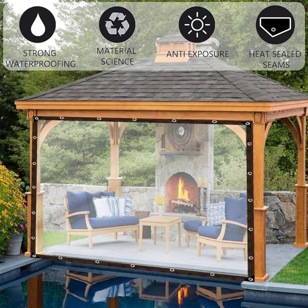 クリアタープ 金属製グロメット 結束ロープ付 防水 防塵 温室 庭