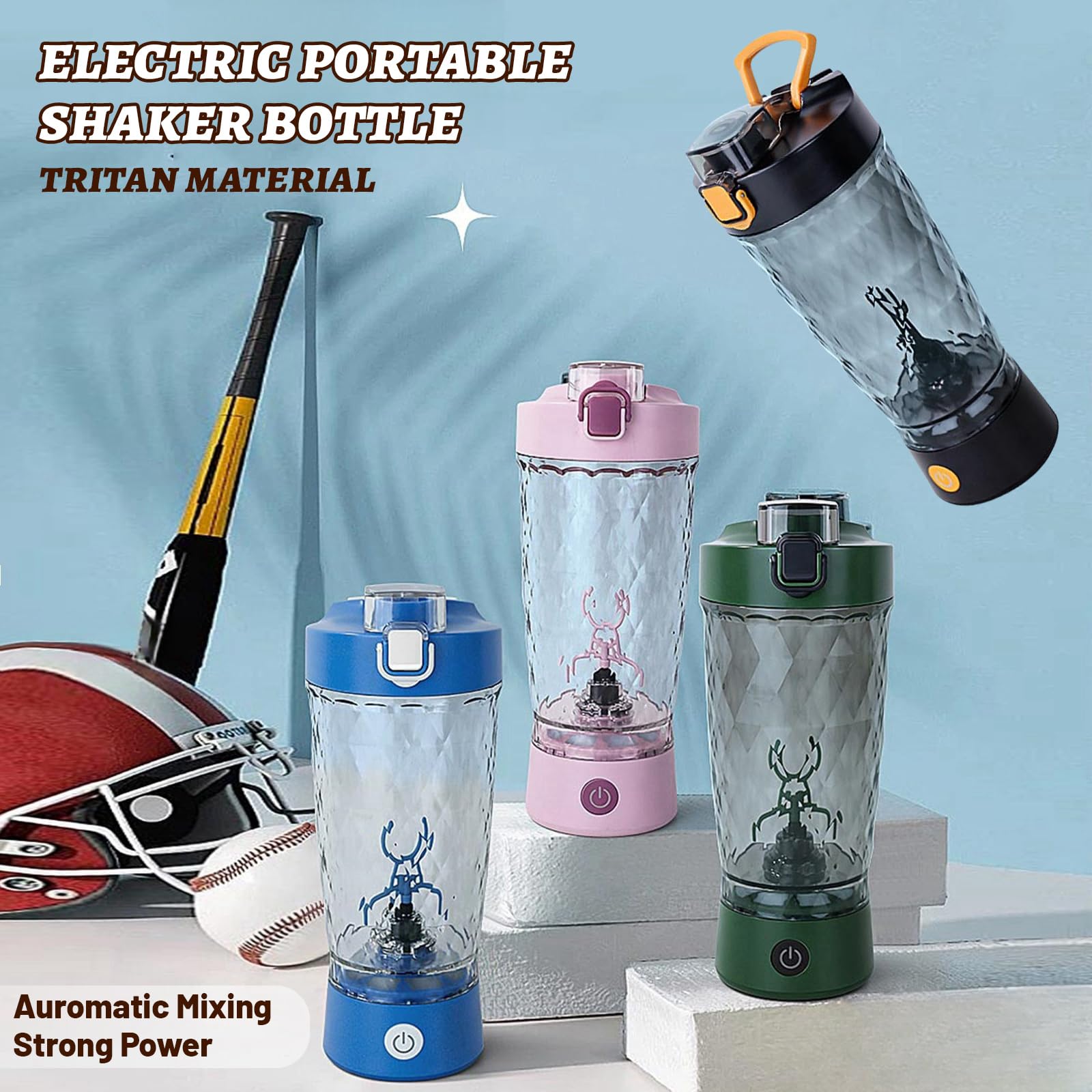 flintronic Bottiglia per Shaker per Proteine, 650 ml Shaker per Proteine Elettrico, Tazze Shaker Ricaricabili USB, Protein Shaker Bottle con Vano Portaoggetti, Senza BPA, per Frullati Proteici