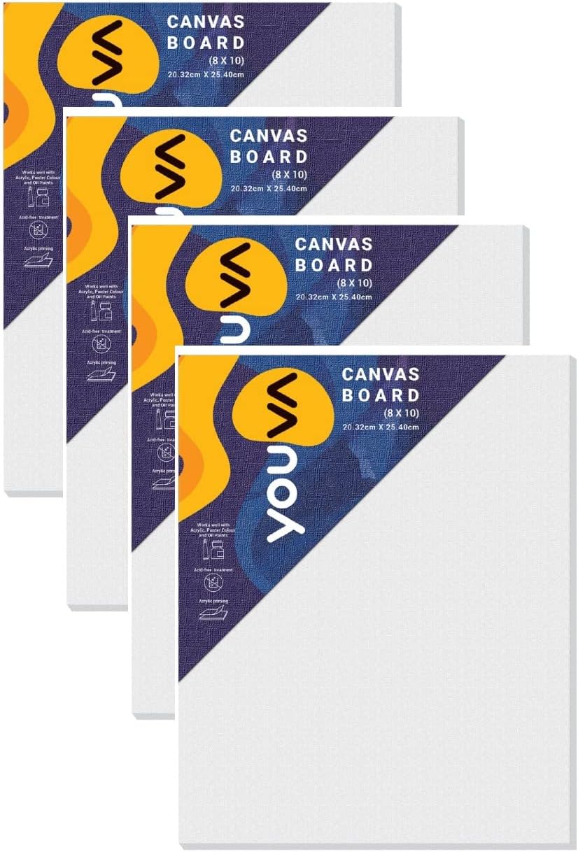 Navneet Youva | Primed Canvas Board for Acrylic and Oil Colour Painting | 8x10 inch | for Students and Budding Artists | Pack of 1