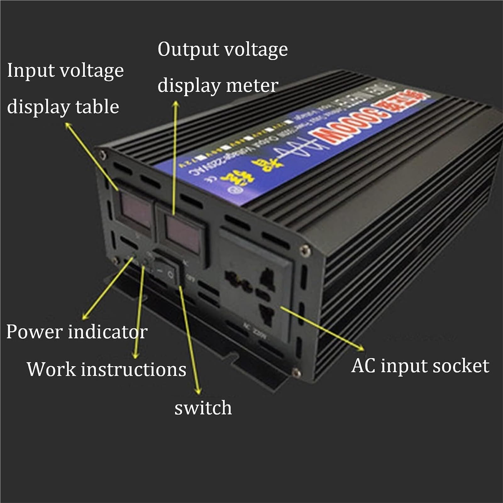 Inversor de Onda sinusoidal Pura 1000W 1600W 2000W 3000W 4000W 5000W 6000W 8000W 12V 24V 48V 60V 72V a 110V/220V/230V Transformador Corriente, Onda Inversor de Corriente camion(1000W,48Vto110V)