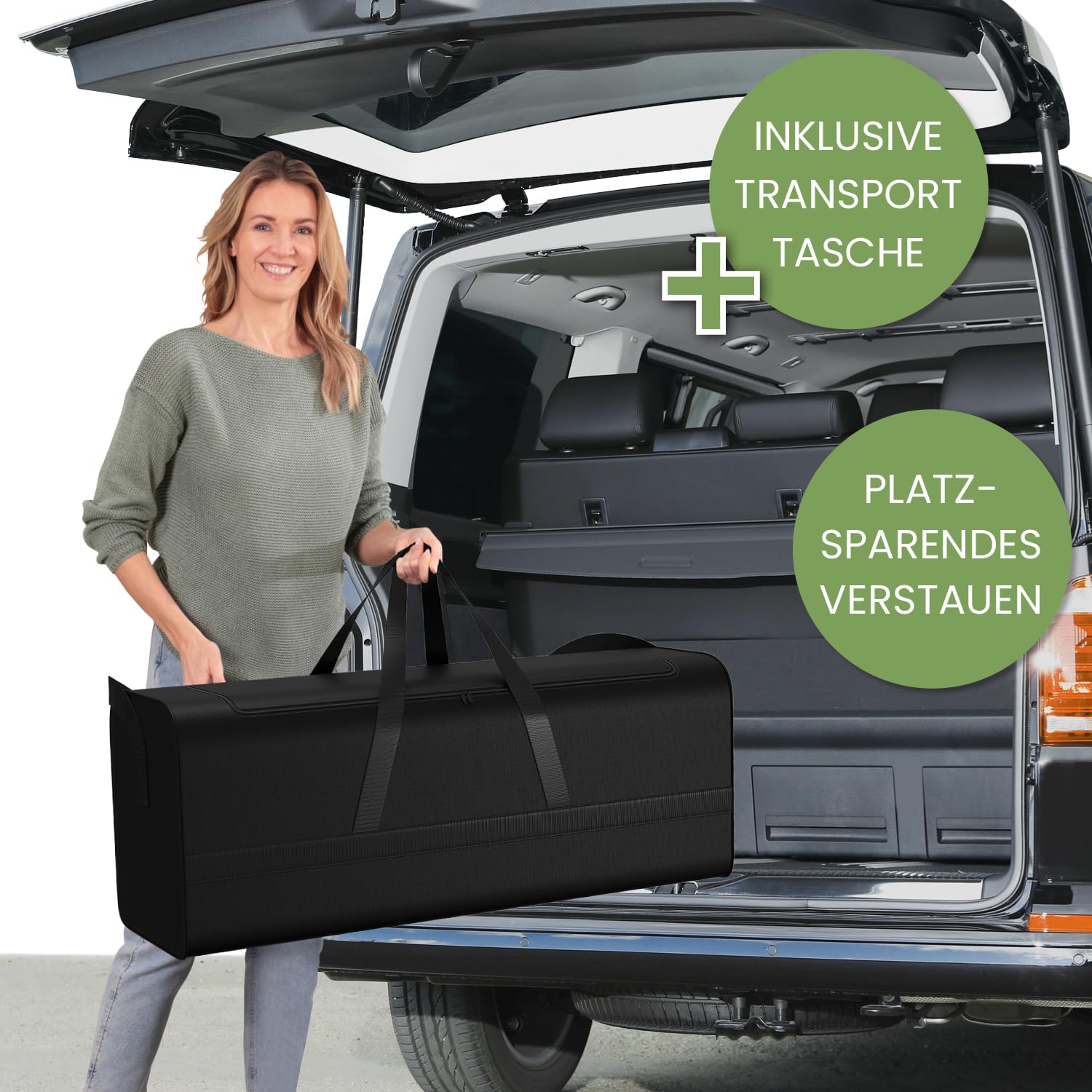 ELONEO Schlaf Topper Reise-Set 3 teilig: Visko-Matratzenauflage, Visko-Kopfkissen, hochwertige Transporttasche, 100% Visco, weiß, Visco-Topper: B 70 x L 200