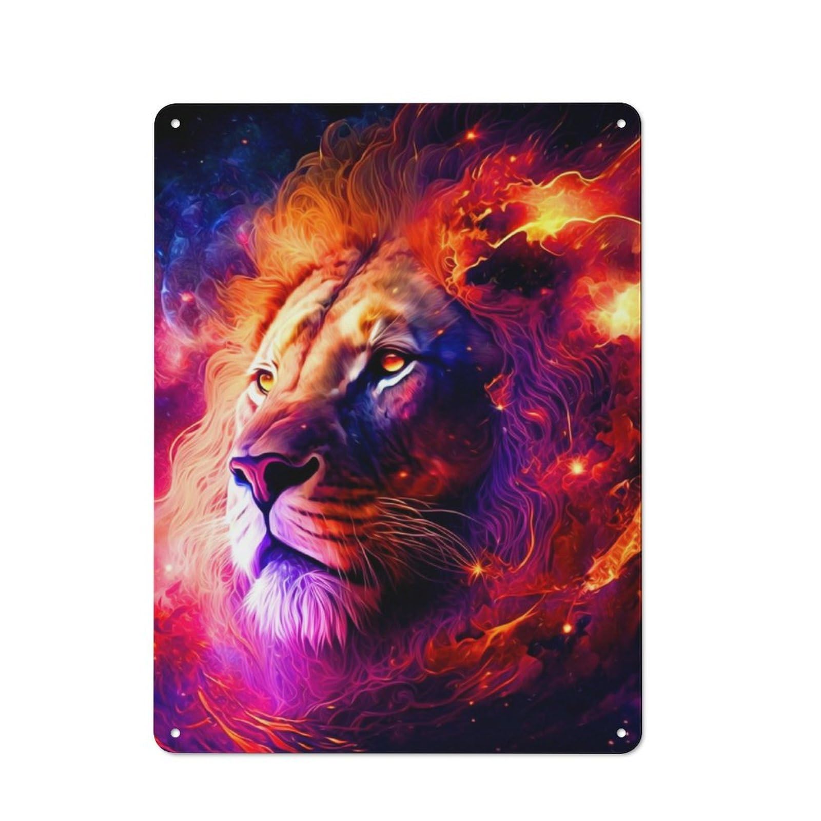 Lion Tin Wall Plaque 40x30cm, Rustic Cottage Wall Art for Dining Room, Cafe, Entryway Or Family Room
