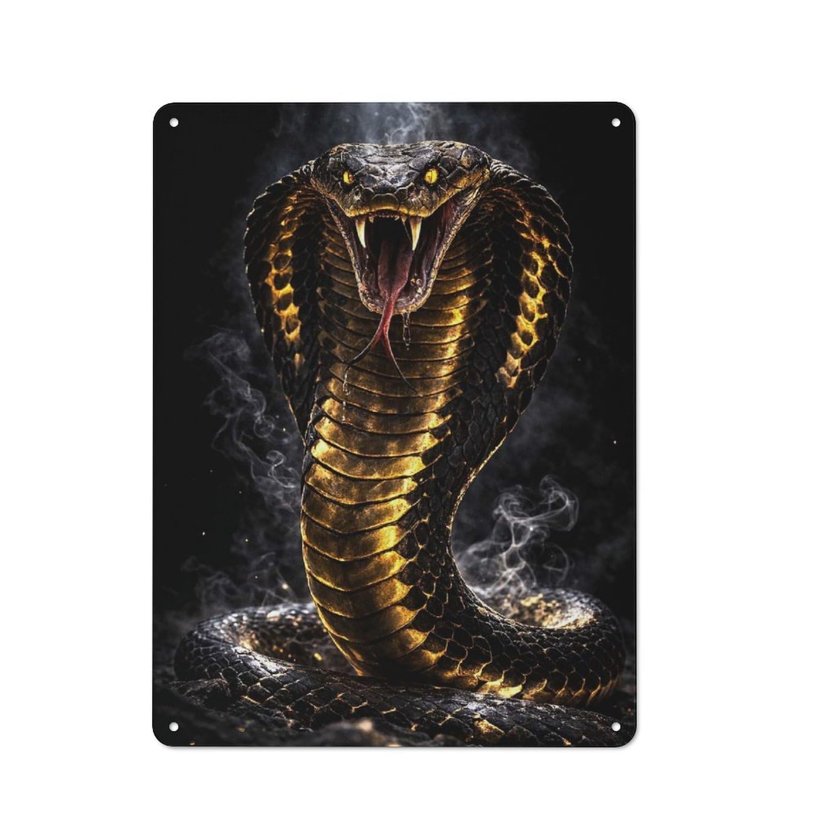 Junmoney Style-6 Aggressive Cobra Snake Retro Metal Wall Decor 40X30cm, Metal Sign For Bar, Kitchen, Garage Or Games Room