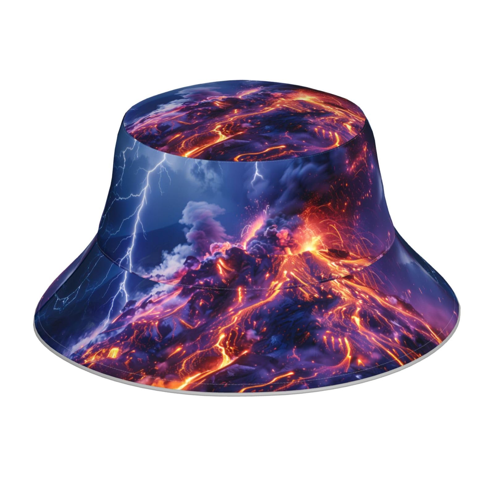 PHAYAH Volcanic Lava Printing Bucket Hats Sun Hats for Uv Suitable Fishing Hiking Travel Camping Beach Black