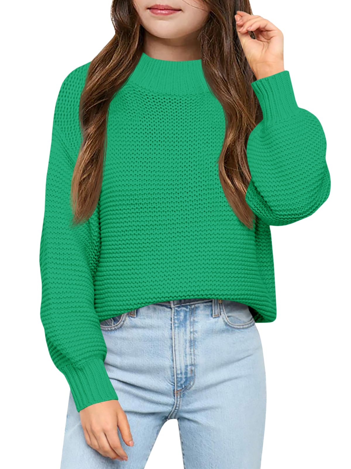 Imily Bela Girls Mock Neck Pullover Sweaters Kids Long Sleeve Knit Jumper