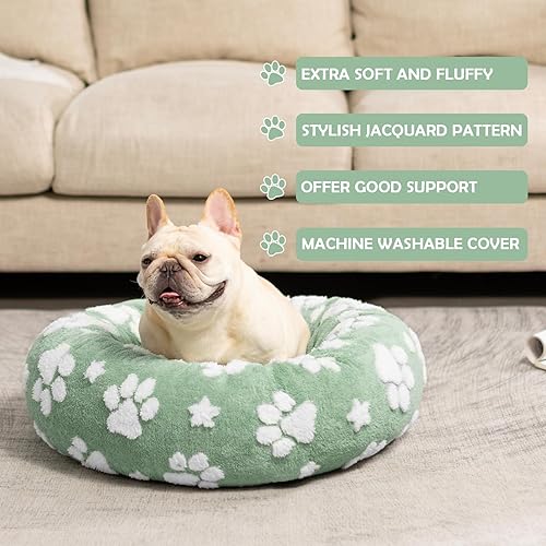 Miniatura 3 de Camas en forma de dona para perros pequeños, camas redondas relajantes para gatos de interior, bonita cama para mascotas con textura 3D con patas