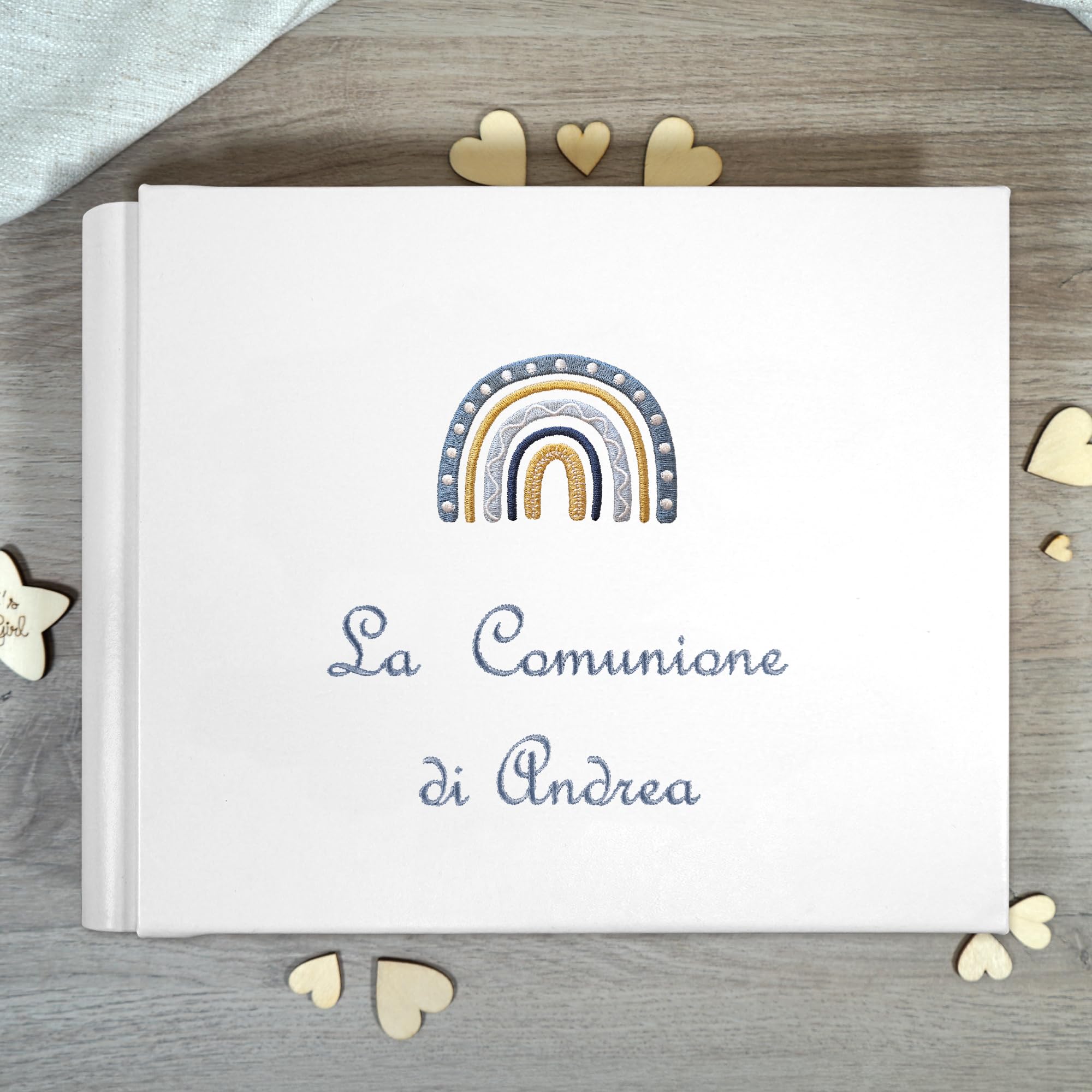 Album photo de mariage – Album avec couverture brodée personnalisée – Format 25x30 cm – Album DIY pour photos – 60 pages avec papier de soie (Faux Cuir, 30x25 60 pages)