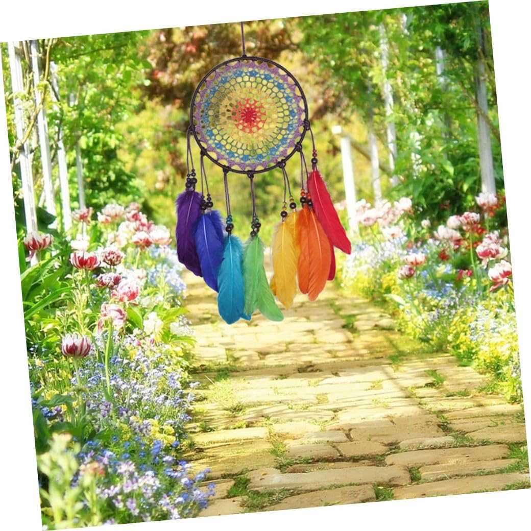 VALICLUD Colorful Woven Dreamcatcher Pendant Wall Hanging Decor for Bedroom Balcony Living Boho Style Cute Girl Ornament Home Decoration image 4