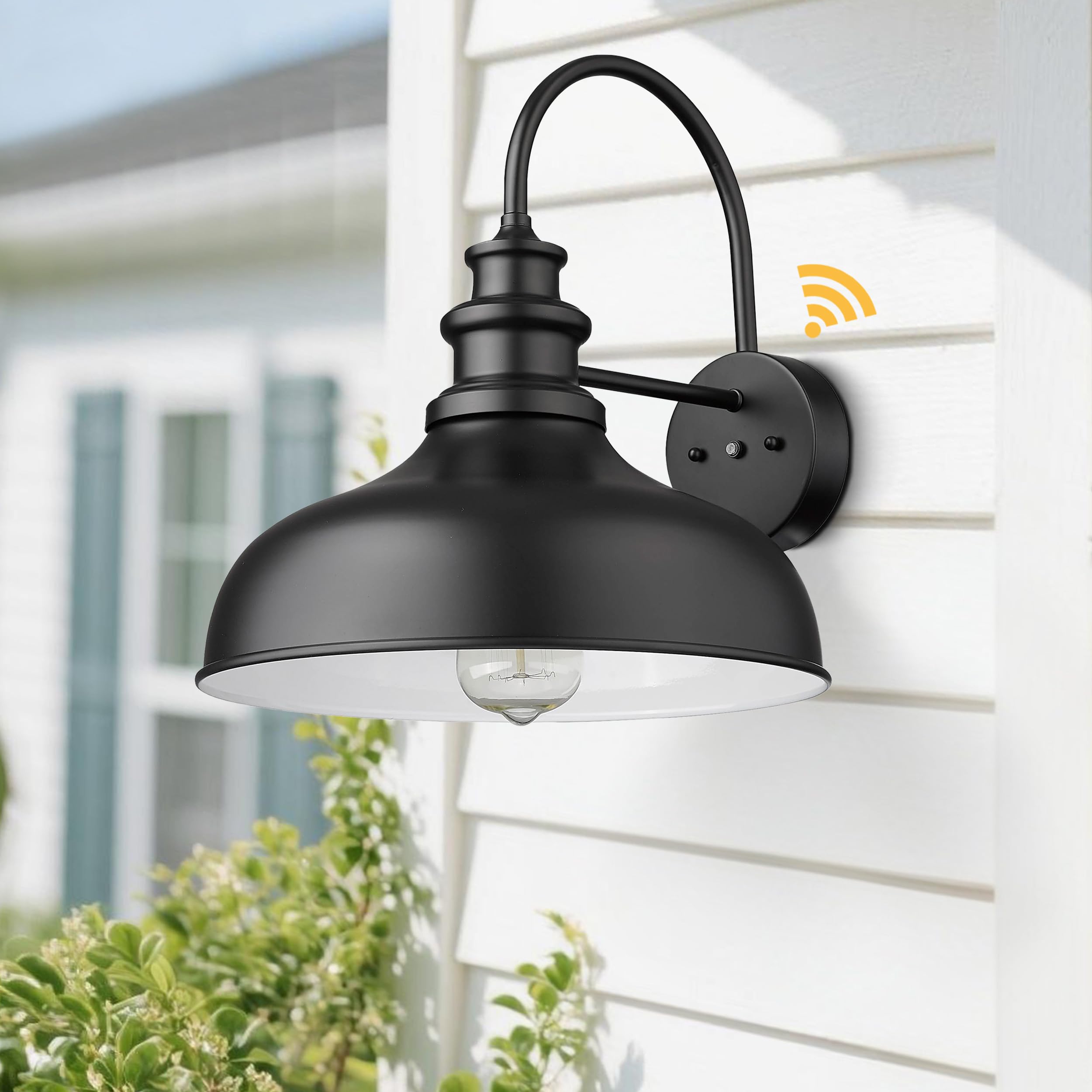 Bestshared Lampada da parete per esterni, con sensore dal tramonto all'alba, lampada da parete per esterni, per portico, luci da portico (nero e bianco, 4 pezzi)