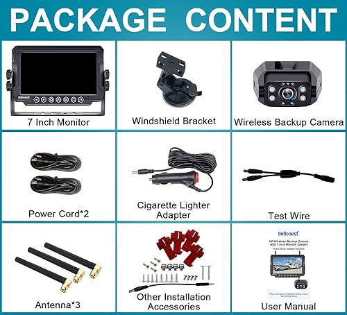 Miniatura 9 de Cámara de respaldo RV inalámbrica HD 1080P con monitor DVR de 7 pulgadas, versión más reciente 2022, adaptador de señales estable para Furrion